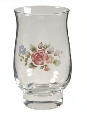 Vintage Libbey Pfaltzgraff Tea Rose Floral Painted Tumbler Glasses